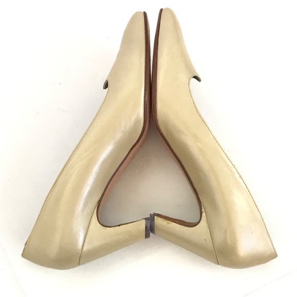 PHYLLIS POLAND Vintage Leather Heels Gold Pumps Gigi Women’s Size 8.5 - Picture 9 of 16